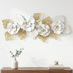 Statement 3D Floral Metal <b>Wall</b> Art with Layered Flowers and <b>Leaves</b> for Living Room Bedroom Entryway Modern Home <b>Decor</b> - Product Image 3
