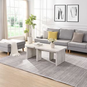 Tavolo da Caffè Rettangolare a L Staccabile Stile Rustico, Tavolo da Pranzo Singolo in Legno 47.24*23.62 Pollici e 35.43*31.49 Pollici, Stile Moderno - Product Image 3