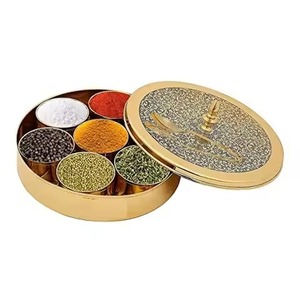 Stylish Kitchen <b>Spice</b> <b>Storage</b> Box Metal with Decorative Lid Organizer for Masala Herbs Seasoning and Cooking Use - Product Image 6