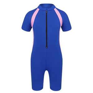 Maillot de bain unisexe pour enfants, combinaison de natation à manches courtes zippée pour filles, combinaison de plongée courte - Product Image 4