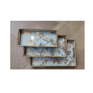 Plateau de service en bois MDF de luxe avec impression florale pour hôtel, taille personnalisée, plateaux MDF de bonne qualité pour la cuisine à prix abordable - Product Image 4