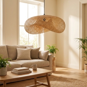 Wholesale Handcrafted Bamboo Lampshade Natural Woven Pendant <b>Light</b> Shade for Interior Projects Home and Cafe Lighting - Product Image 2