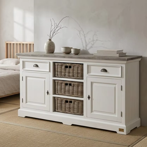 Cómoda Moala Dio de Madera Maciza con Acabado Rústico, Mueble de Almacenamiento para Dormitorio o Sala de Estar - Product Image 5