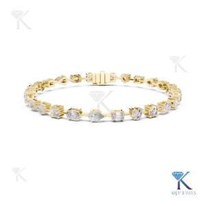 Mixed Shape Diamond Tennis Bracelet Pear Emerald Oval Heart Cut 14K 18K <b>Solid</b> <b>Gold</b> Fine Women Luxury Jewelry Manufacturer - Product Image 1