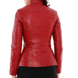 Veste en cuir classique pour femme 2026 en satin, haute qualité avec doublure en lin respirante, tannée, en promotion - Product Image 3