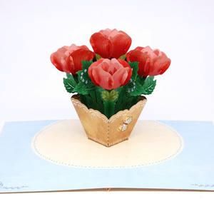 การ์ดป๊อปอัพ 3 มิติ ลายดอกไม้ การ์ดอวยพรทำมือ ดอกกุหลาบ 3 มิติ การ์ดป๊อปอัพ 3 มิติ งานฝีมือกระดาษ ของขวัญสำหรับโอกาสพิเศษ - Product Image 2