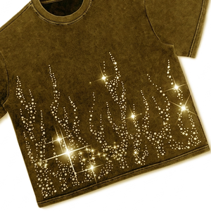 Débardeur court en jersey 100 % coton doux et respirant, imprimé numérique personnalisé avec strass, style streetwear oversize - Product Image 6