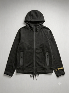 Conjunto Deportivo de Felpa con Capucha para Hombre, Color Negro, de Primera Calidad, con Logotipo Personalizado en la Manga Izquierda, Ropa Casual de Otoño para Correr y Hacer Ejercicio - Product Image 2