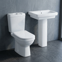 Inodoro de cerámica de dos piezas con pedestal y lavabo, sistema de doble descarga, montaje en suelo, para proyectos en África.