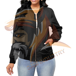 Hot Selling <b>Light</b> Weight Comfortable Satin <b>Jackets</b> Latest Design <b>Women's</b> Breathable Satin Varsity Bomber <b>Jacket</b> - Product Image 3