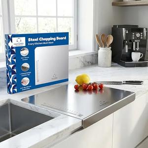 Tabla de Cortar de Acero Inoxidable de Grado Alimenticio con Mango Ergonómico Antideslizante para Carne y Verduras - Product Image 4