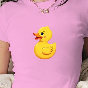 เสื้อยืดแฟชั่นผู้หญิงลายเป็ดยางพร้อมข้อความตัวหนา - Product Image 3