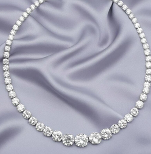 Classic Round Brilliant Cut Moissanite <b>Beaded</b> <b>Necklace</b> 925 Silver Women's Wedding Jewelry Prong Setting Ball Shape - Product Image 4