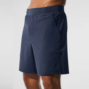 Pantalones Cortos Deportivos de Cintura Alta para Hombre con Bolsillos, de Secado Rápido, Tejidos, para Fitness, Running y Entrenamiento, Color Negro Sólido - Product Image 2