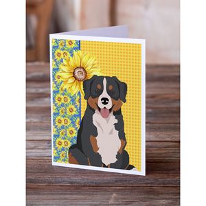 Tournesols d'été Chien de montagne bernois Cartes de vœux Pack 8 Blank A7 Size 5x7 Cartes de note avec enveloppes Design fantaisiste - Product Image 2