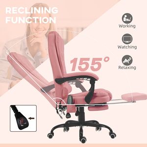 Sedia da Ufficio Direzionale Rosa con Funzione Massaggiante Reclinabile e Altezza Regolabile - Product Image 5