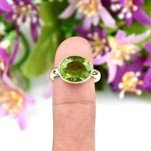 Natural <b>Peridot</b> Round Shape Gemstone Statement <b>Ring</b> 18K Plated Vermeil Sterling Silver Fashion August Birthstone Fine <b>Ring</b> - Product Image 2