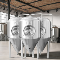Fermenteur de bière conique à double enveloppe de refroidissement, en acier inoxydable, de 2000 litres, avec pompe et moteur contrôlés par PLC, modèle HG