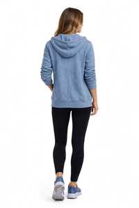 Sudadera con capucha de modal para mujer, de corte regular, color liso, transpirable, informal, de manga larga, hasta la cadera, con cremallera completa, logo frontal y bolsillos - Product Image 4