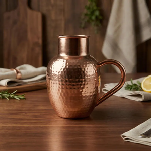 Couvercle de carafe en cuivre pur martelé à la main, écologique, style classique, couleur et logo personnalisables, directement des fabricants indiens, Instant Traders - Product Image 2