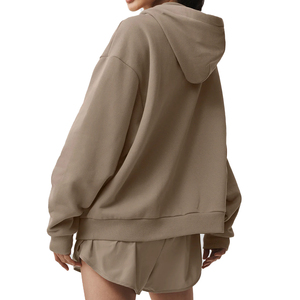 Conjunto de Sudadera con Capucha y Pantalones Cortos de Tenis de Felpa Francesa para Mujer, 2 Piezas, Mezcla de Algodón, Ropa Deportiva Ligera, Proveedor OEM Personalizado - Product Image 2