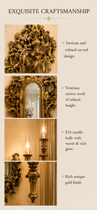 Royal Venetian Baroque <b>Wall</b> <b>Sconce</b> Luxury Decorative <b>Wall</b> <b>Light</b> with Handcrafted Mirror Details, Ornamental Brass Finish, - Product Image 2