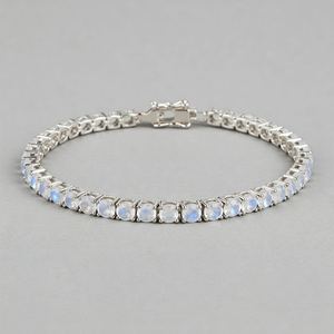 Pulsera de tenis de piedra lunar hecha a mano, plata de ley 925, joyería elegante con gemas, regalo para mujer - Product Image 1