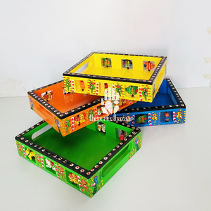 Theperfectbazaar Handcrafted Wooden Handpainted <b>Coffee</b> <b>Table</b> Tray (9x7 Inch) with 3D Animals Hanging Design Multi-Functional - Product Image 3