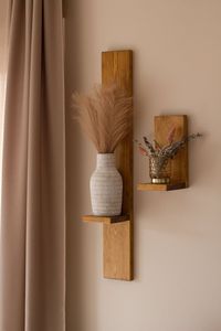 Natural Wooden Wall Mounted Floating <b>Shelves</b> For Kitchen Bedroom Living Room Bathroom And Office Storage - Product Image 4