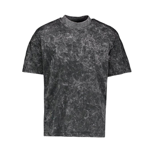 Men's Oversized Turtleneck T-Shirt Short Sleeve Washed Black Cotton Street Style Jersey <b>Knit</b> Solid Color Regular Fit 2026 - Product Image 4