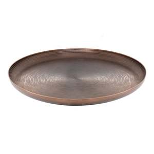 Plateau décoratif rond en cuivre, style rustique, finition patinée antique, pièce unique - Product Image 6