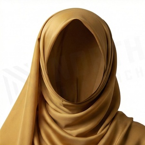 Hiyab de poliéster de color sólido para mujer, tela satinada transpirable, pañuelo islámico para uso diario. - Product Image 2