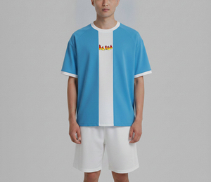 Conjunto de Camisa y Pantalones Cortos Casuales de Verano para Hombre, Tallas Grandes, Hechos a Medida, 100% Algodón Transpirable con Estampado de Letras - Product Image 1