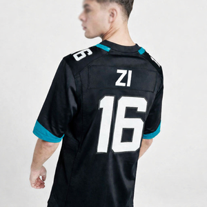 Camiseta Deportiva Oversize de Malla para Fútbol Americano, Negra y Azul, Estilo Urbano, para Hombre, Fabricante OEM de Marca Privada Personalizada - Product Image 2
