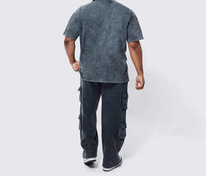 Camiseta de Manga Corta con Cuello Redondo y Estampado Tie-Dye para Hombre, Color Sólido, Informal, Tejida, 100% Algodón, Corte Regular - Product Image 2