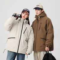 Veste coupe-vent légère rembourrée à capuche pour couple avec poche zippée imperméable