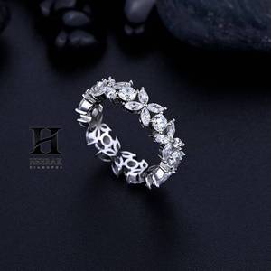 Anillo de Eternidad con Diamantes Cultivados en Laboratorio, Corte Marquesa, Diseño de Mariposa, Oro Blanco de 14K, Anillo de Boda Floral con Incrustaciones Brillantes - Product Image 2