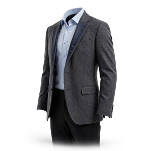 AMKOOR ENTERPRISES Hommes& # Veste de costume en laine grise pour homme avec revers cranté et deux boutons pour tenue formelle, en laine tissée avec impression personnalisée - Product Image 4
