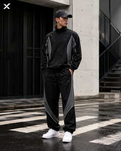 Ensemble coupe-vent X Sports City pour homme, style streetwear et athleisure, en polyester, fermeture éclair, col montant, idéal pour l'automne, OEM - Product Image 3