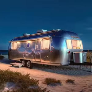 Luxury Aluminum Camper Caravan Off Road <b>Travel</b> Trailer RV Mobile Home with Kitchen Bathroom Sleeping Space Adventure Use - Product Image 1