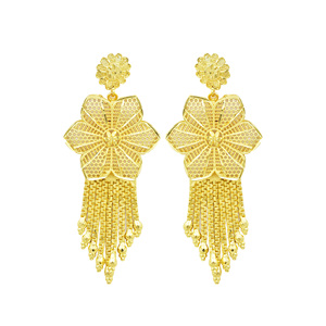 Wholesale 14K18K24K <b>Gold</b> Plated Arab Middle East <b>Dangle</b> <b>Earrings</b> & Matching Finger Ring Set African, Turkish Design <b>Earrings</b> Set - Product Image 3