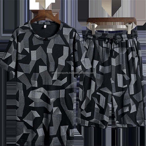 Conjunto de 2 piezas de verano para hombre, camisetas de manga corta con estampado de sublimación de punto transpirable, pantalones cortos, conjunto de chándal High Street Plus - Product Image 5