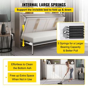 Kit bianco pesante da te per letti Queen & Twin Size Murphy include meccanismo molle a muro e Hardware di supporto orizzontale - Product Image 3