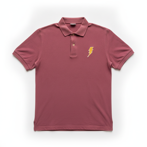 Polo à manches courtes en coton Oxford pour homme, couleur marron, avec logo brodé en forme d'éclair, design respirant et décontracté - Product Image 1