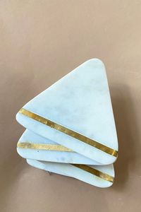 Newly Made Design <b>Marble</b> <b>Coaster</b> With Brass Strip Stone <b>Coaster</b> With Brass Mats & Pads At very best selling Price - Product Image 5