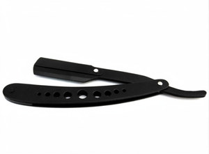 Stainless Steel Butterfly <b>Straight</b> <b>Razor</b> Black Barber Shavette Custom Logo Classic Cut Throat Shaving <b>Razor</b> - Product Image 4