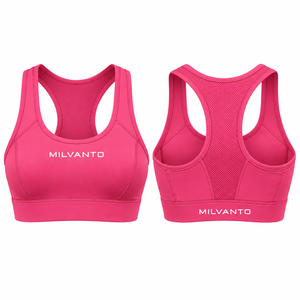Sujetador deportivo rosa personalizado para mujer, de alta sujeción, sin costuras, transpirable, elástico, para yoga y fitness, top corto premium. - Product Image 1