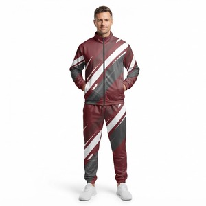 Chándal Deportivo Unisex, Estampado Geométrico, Secado Rápido, Poliéster, para Otoño, con Bolsillos Laterales y Cierre de Cremallera - Product Image 2