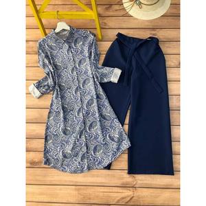 DESIGNER DIGITAL PRINT WORK KURTI AVEC PALAZZO GREY - Product Image 1