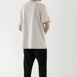 T-shirts pour hommes vierges, blancs, d'été, épais, de qualité supérieure, 60 % coton 40 % polyester recyclé, coupe oversize, avec logo personnalisé, vente en gros - Product Image 3
